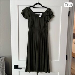 LOFT | Dresses | Ann Taylor Loft Green Linen Blend Strappy Button Tiered  Midi Dress Sz 6 Petite | Poshmark